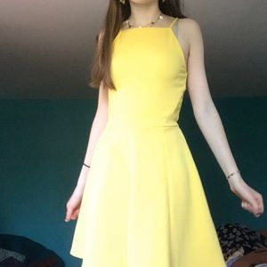Yellow fit and flare dress